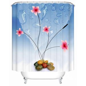 Unique Graceful Flower Stone Extra Long Shower Curtain