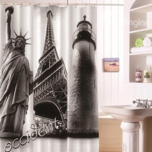 Unique Statue of Liberty and Eiffel Tower Shower Curtain