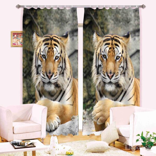 Realistic Symmetrical Tiger 3D Blackout Curtain