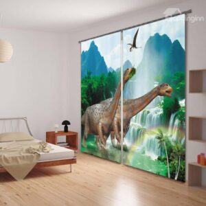3D Dinosaur Digital Printing Sleep Friendly Curtain