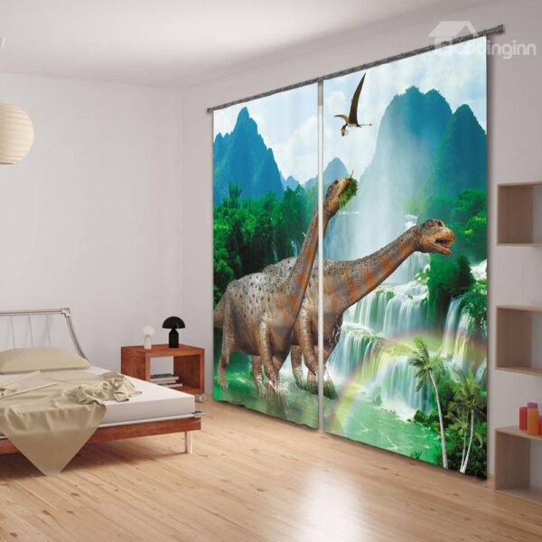 3D Dinosaur Digital Printing Sleep Friendly Curtain