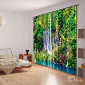 Beautiful Forest Stream Functional 3D Energy Saving Curtain