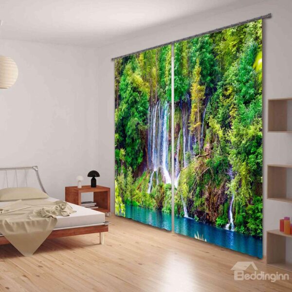 Beautiful Forest Stream Functional 3D Energy Saving Curtain