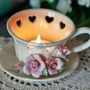Fantastic Original Top Quality Flower and Heart Design Cup Shape Candle Holder