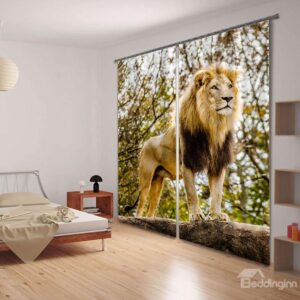 Lifelike Lion with Kingly Air Print 3D Blackout Curtain
