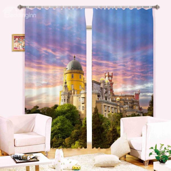 Versatile 3D Tower Print Energy Saving Curtain
