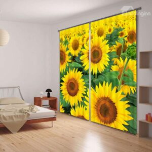 Refreshing Sunflowers 3D Digital Printing Curtain