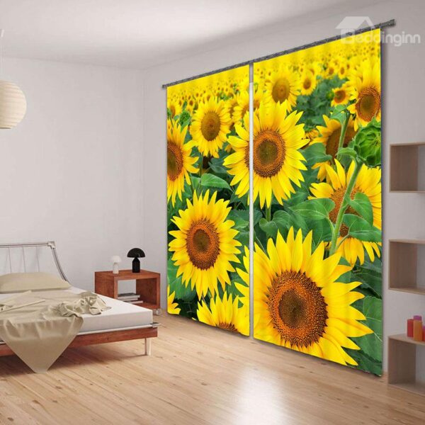 Refreshing Sunflowers 3D Digital Printing Curtain