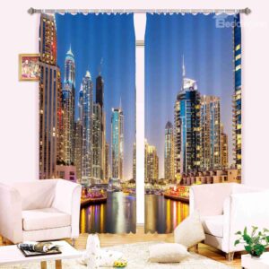 City Night Skyscrapers 3D Digital Printing Blackout Curtain