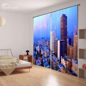 Beautiful Morning Urban Scenery Blackout 3D Curtain