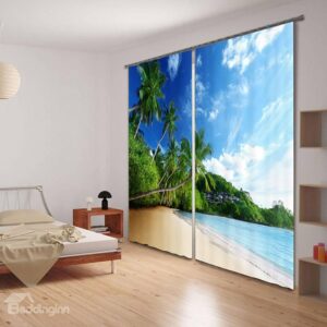 Refreshing Summer Beach Scenery Blackout 3D Curtain