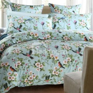 American Pastoral Style Floral Birds Print 4-Piece Duvet Cover Sets