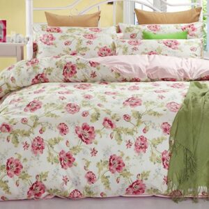 Fresh Calystegia Hederacea Print 100% Cotton 4-Piece Duvet Cover Sets