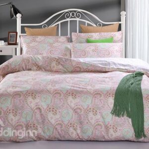 National Style Phoenix Tail Pink Cotton 4-Piece Duvet Cover Sets
