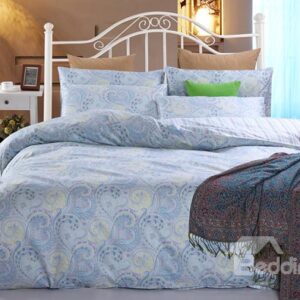 Ethnic Style Phoenix Tail Blue 4-Piece Cotton Duvet Cover Sets
