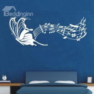 Wonderful Musical Notes and Flying Butterfly Wall Sticker