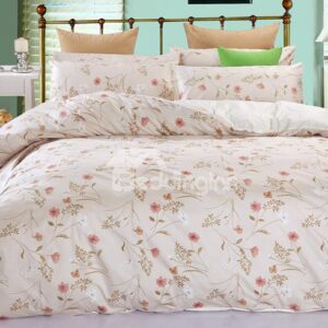 Top Class Pink Floral Cozy 100% Cotton 4-Piece Duvet Cover Sets