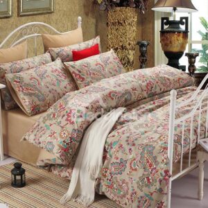 Upscale European Jacquard Full Cotton Brown 4-Piece Duvet Cover Sets
