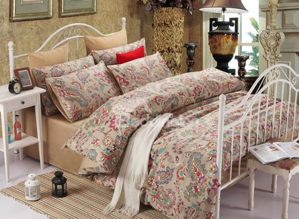 Upscale European Jacquard Full Cotton Brown 4-Piece Duvet Cover Sets