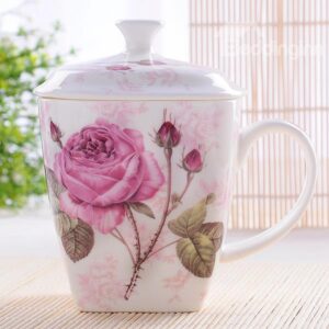 Lovely Romantic Blossom Rose on Branch Bone China Coffee Mug