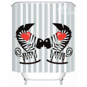 Charming Creative Love Zebra Pattern Shower Curtain