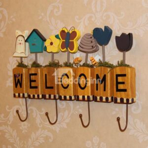 Fantastic Wood Decorative Forest House and Butterfly Welcome Wall Hook