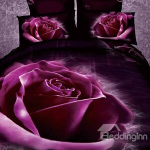 Purple Roses Print 2-Piece Pillow Cases