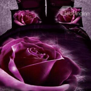 Purple Roses Print Fitted Sheet