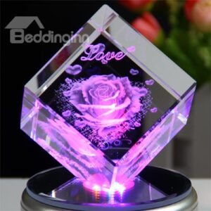 Beautiful 3D Crystal Furnishing Article with Colorful Rotating Music Base