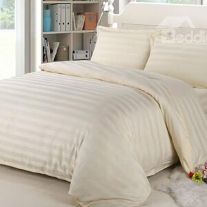 Ribbon Design Cotton Beige 4-Piece Duvet Cover Sets