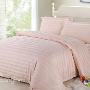 Romantic Pink Ribbon Cotton 4-Piece Duvet Cover Sets