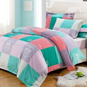 Scottish Plaid Style Cotton 4-Piece Duvet Cover Sets