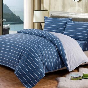 Stylish Concise White Stripe Blue 4-Piece Duvet Cover Sets