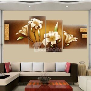 Stunning Home Office Decoration Lily 4-Piece Wall Art Prints