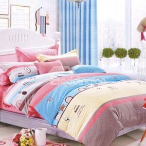Lovely Color Joint Pattern 4-Piece Organic Cotton Kids Duvet Cover Sets