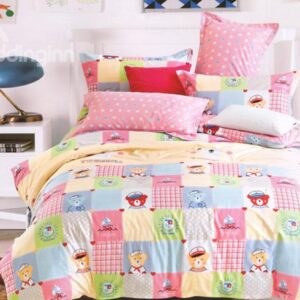 Lovely Baby Bears 4-Piece Organic Cotton Kids Duvet Cover Sets