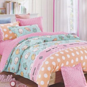 Lovely Sheeps Pattern 4-Piece Organic Cotton Kids Duvet Cover Sets