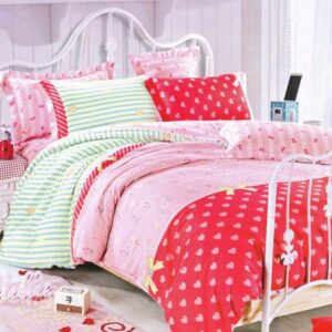 Romantic Sweet Heart Print 4-Piece Duvet Cover Sets