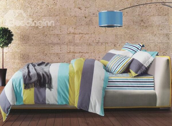 Vogue Simple Stripe 4-Piece Cotton Duvet Cover Sets
