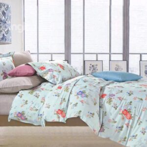 Comfy Cotton Colorful Floral Fresh Green 4-Piece Cotton Duvet Cover Sets