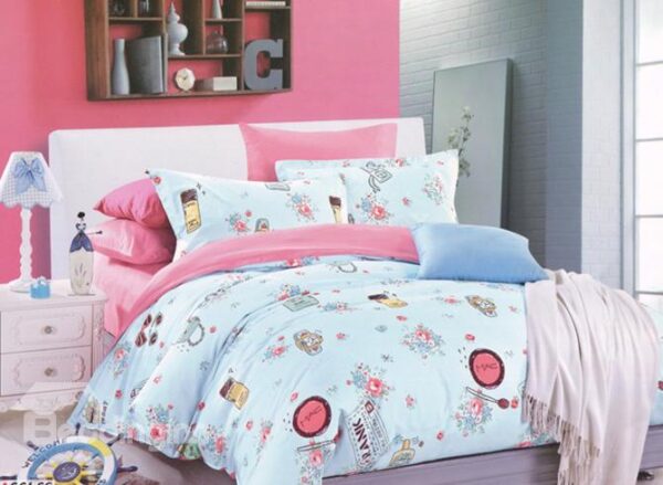 Adorable Little Flowers Pattern 4-Piece Organic Cotton Kids Duvet Cover Sets