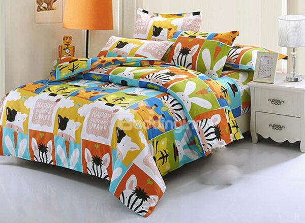 Super Cute Animals 4-Piece Cotton Kids Duvet Cover Sets