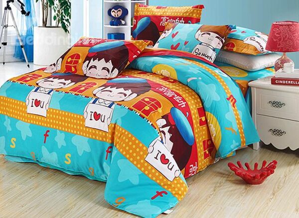 Super Cute Boys 4-Piece Kids Cotton Duvet Cover Sets