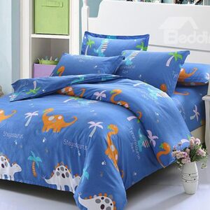 Adorable Dinosaurs 4-Piece Cotton Kids Duvet Cover Sets
