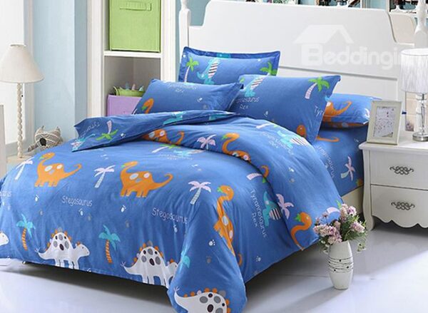 Adorable Dinosaurs 4-Piece Cotton Kids Duvet Cover Sets