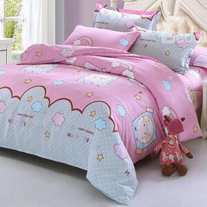 Cute Little Sheep Pattern 4-Piece Organic Cotton Kids Duvet Cover Sets