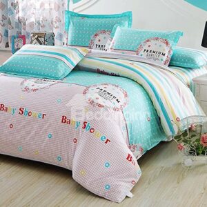Polka Dot and Stripes Pattern 4-Piece Organic Cotton Kids Duvet Cover Sets
