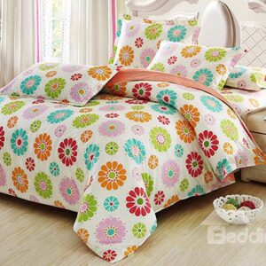 Colorful Flowers 4-Piece Organic Cotton Kids Duvet Cover Sets