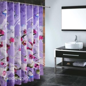 Elegent Vivid Butterfly Orchid Bathroom Shower Curtain