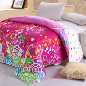 Dynamic Chic Colorful Heart Circles 4-Piece Cotton Duvet Cover Sets